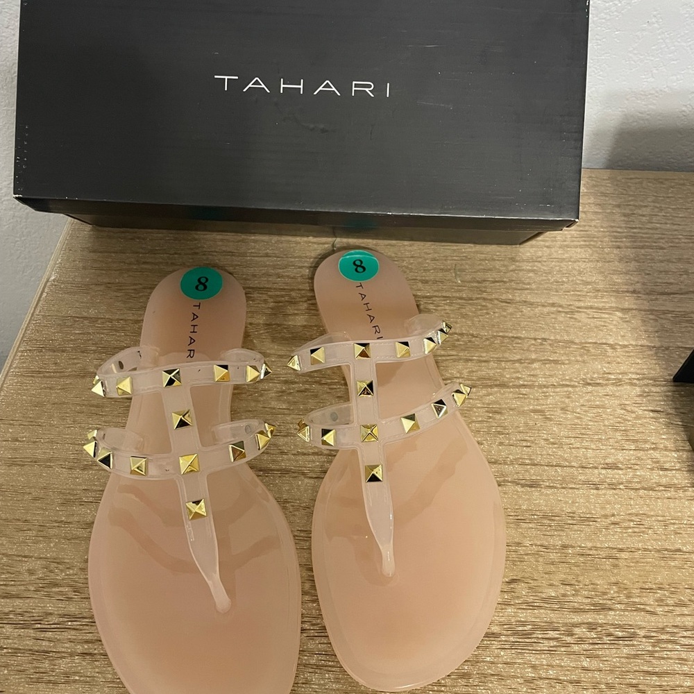 Tahari Women's Sandals - Nude with Gold Accents